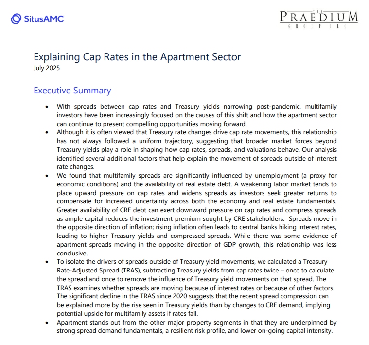 Praedium White Paper Explaining Cap Rates in the Apartment Sector